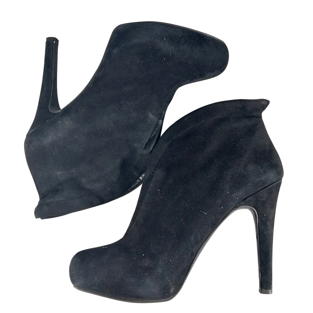 JESSICA SIMPSON! BLACK GENUINE SUEDE LEATHER STILETTO HEEL ANKLE BOOTS! SZ 8.5M